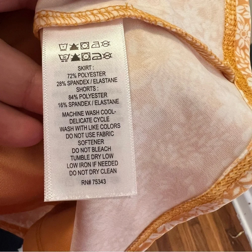 Laura Ashley Women's Size XL Athletic Skort Yellow White Floral Pockets UPF 50_8
